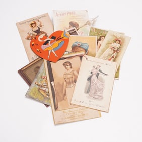 11pc Antique Chromolithography Ephemera Lot, Advertising & Postcards