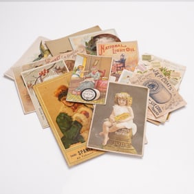 23pc Antique Chromolithography Seasonal Ephemera, Advertising & Postcards