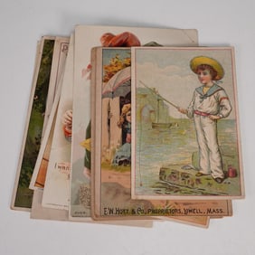 12pc Chromolithograph Cards & Ephemera, Antique 19th Century