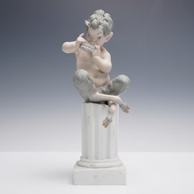Lladro Porcelain Matte Figurine, Pan (Satyr) with Flute