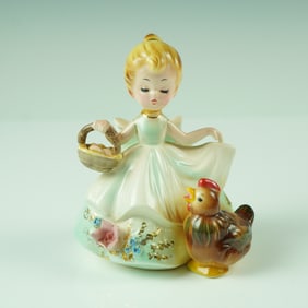 Josef Originals Porcelain Figurine, Girl with Chicken and Eggs