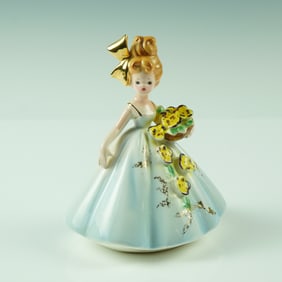 Vintage Josef Originals Porcelain Figurine, Girl with Flowers