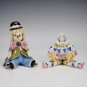 2pc Italian Porcelain Clown Figurines