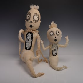 Pair of Joe Spencer Ghost Decorations, Maude and Morton