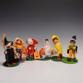 6pc Annalee Halloween Trick or Treat Doll Figures