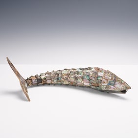 Abalone Fish Bottle Opener Inlaid Brass Fish Sculpture