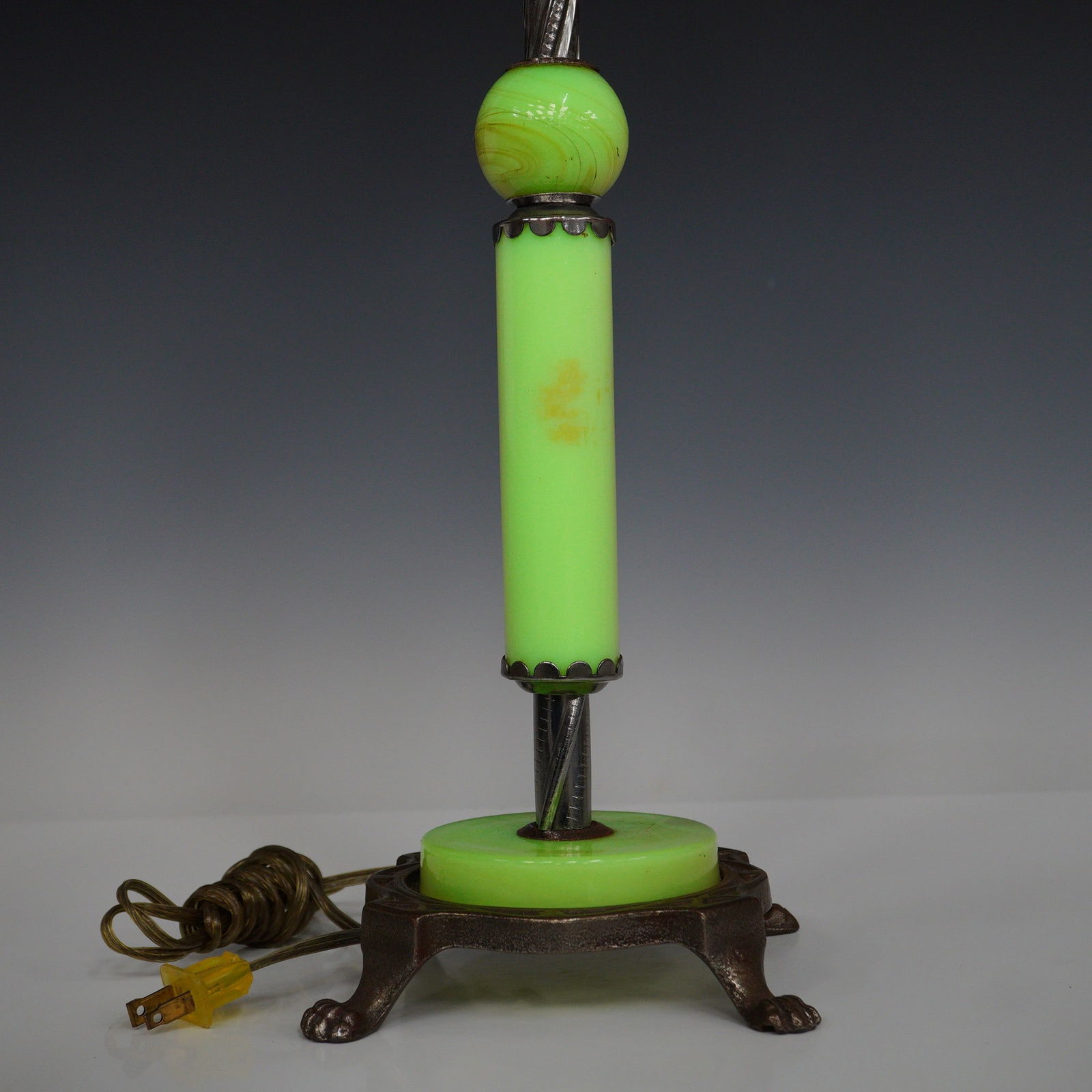 Vintage Art Deco Uranium Glass Table Lamp with Double Socket (1 of 4)