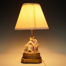 Pair of Capodimonte Lamps, Courting Couple