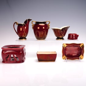 7pc Carlton Ware Rouge Royale and Camark Pottery Pieces, 363-86