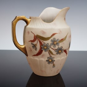 Royal Worcester Crown Gold Handle Double Flute Pitcher, Japonisme Style