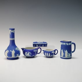 5pc Wedgwood Royal Blue Jasperware Collectibles