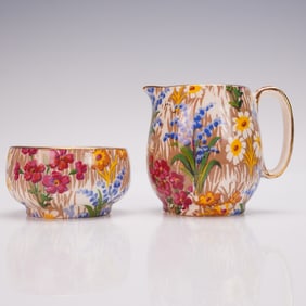2pc Royal Winton Porcelain Miniature Creamer and Sugar Bowl