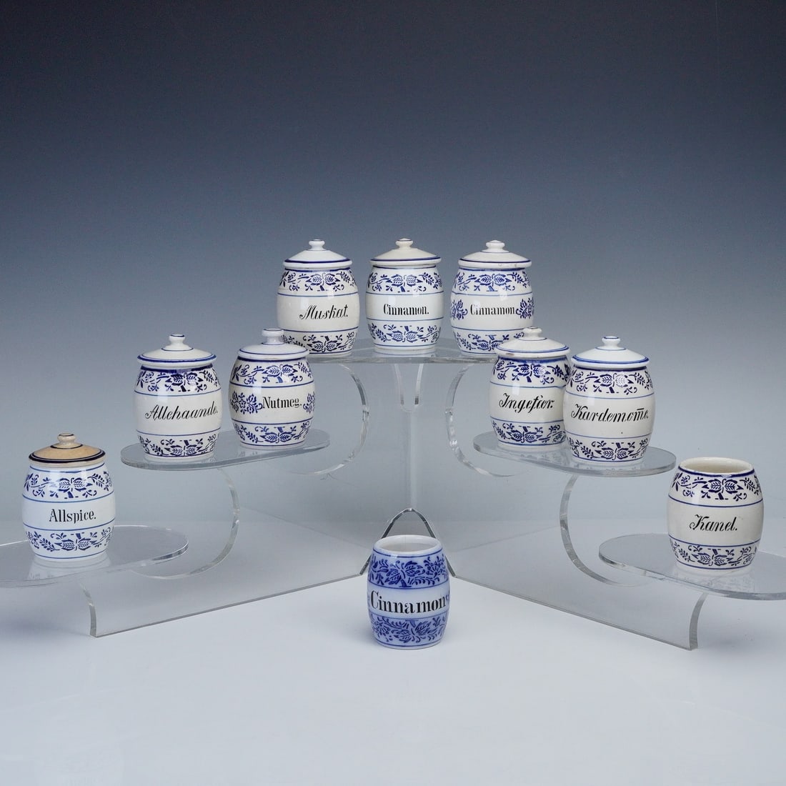 18pc German Blue and White Spice Jars (1 of 7)