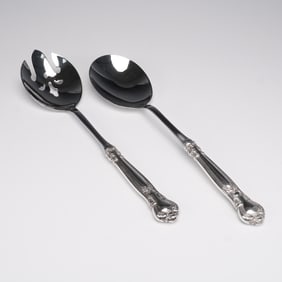 2pc Gorham Sterling Silver and Stainless Steel Salad Set, Chantilly