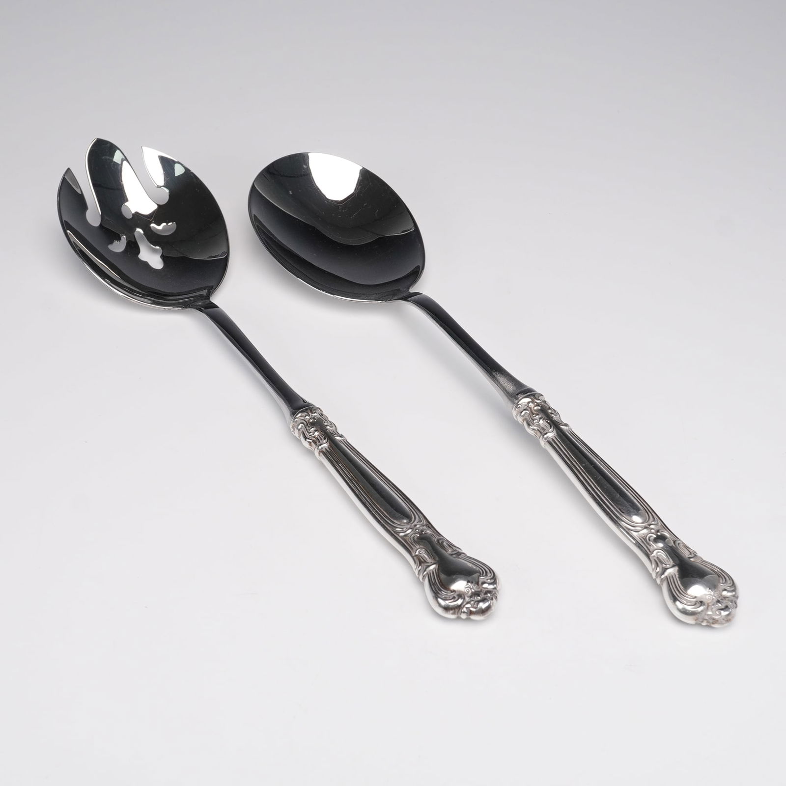 2pc Gorham Sterling Silver and Stainless Steel Salad Set, Chantilly (1 of 7)