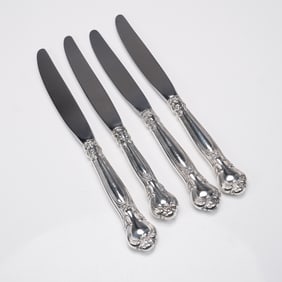 4pc Gorham Chantilly Sterling Silver Handle Dinner Knife Set