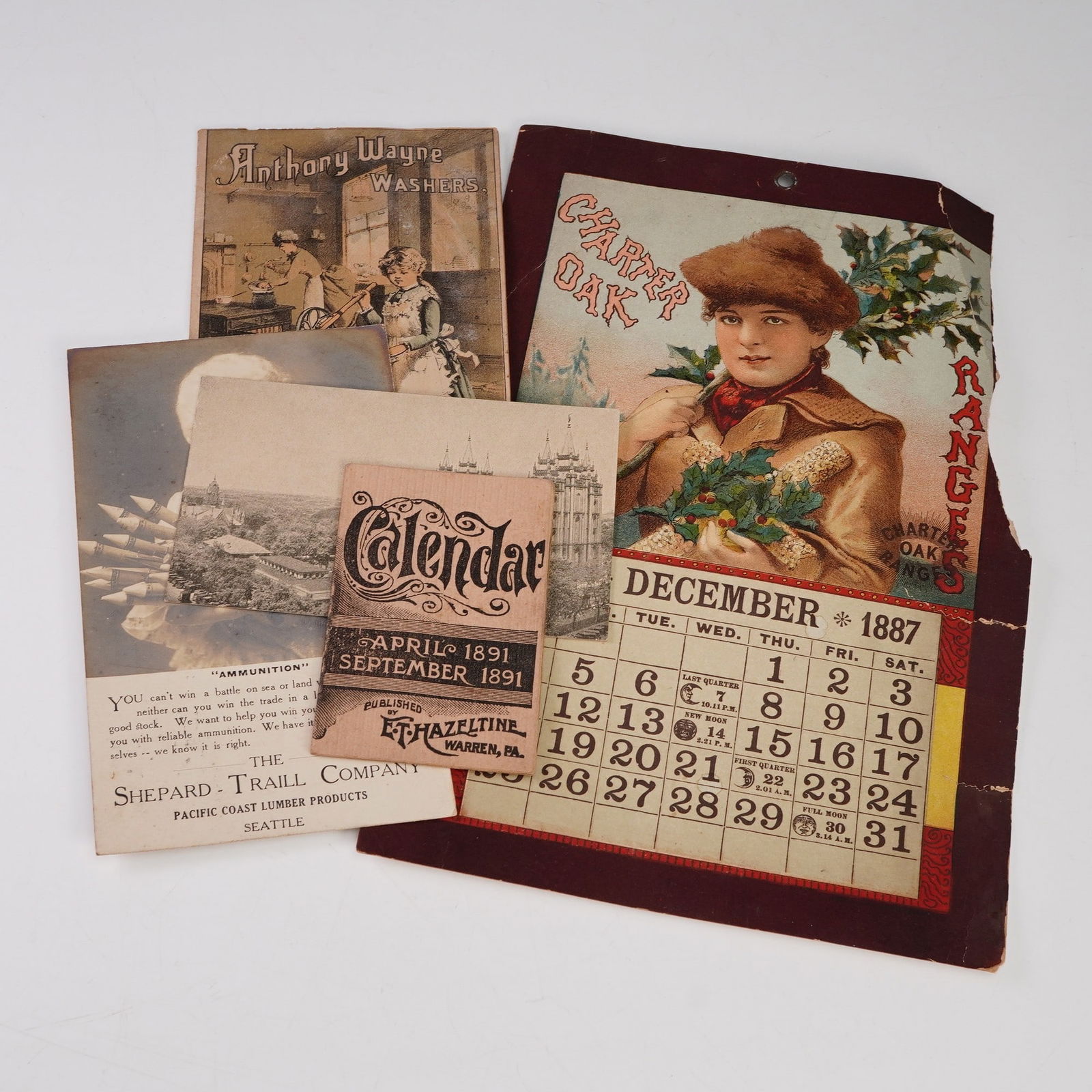 5pc Antique Trade Cards, Calendar, and Ephemera Assortment (1 of 2)