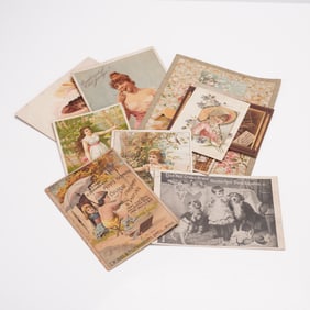 12pc Antique Chromolithography Ephemera Lot, Advertising & Postcards