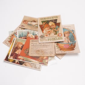 16pc Antique Chromolithography Ephemera, Advertising & Postcards