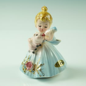Vintage Josef Originals Porcelain Figurine, Girl Feeding Piglet