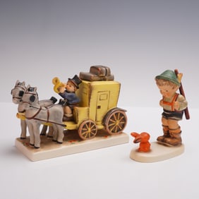 2pc Goebel Hummel Figurines, Sensitive Hunter and Mail Is Here