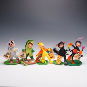 5pc Annalee Halloween Trick or Treat Doll Figures