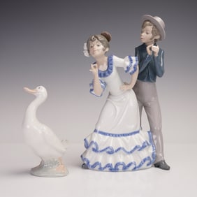 2pc Nao by Lladro Porcelain Figurines, Gypsy Dancers and Goose