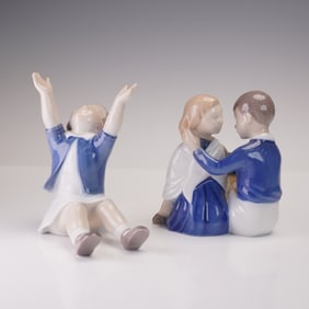2pc B&G Porcelain Figurines, Up to Mommy & The Little Hairdresser