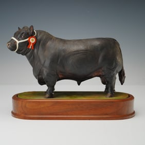 2pc Royal Worcester Figurine & Base, Aberdeen Angus Bull