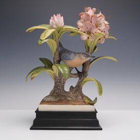 Boehm Porcelain Figurine and Base, Bluebirds 451V