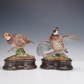 Pair of Boehm Porcelain Figurine with Bases, Bob White Quails 407S