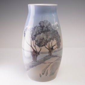Bing & Grondahl Porcelain Vase, Trees by The Road