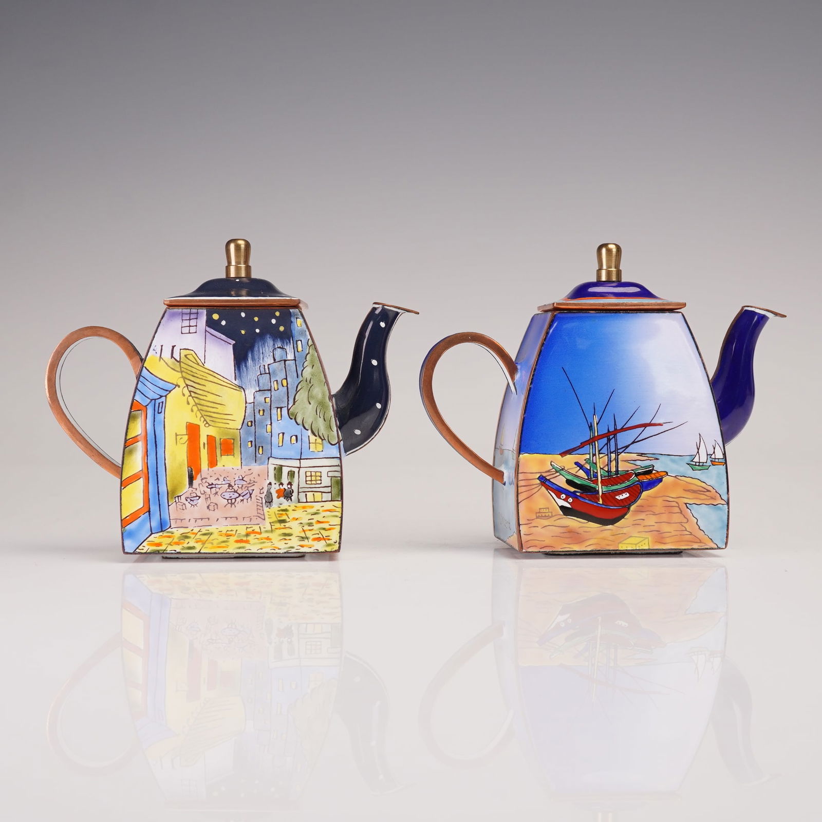 2pc Charlotte di Vita Enameled Miniature Teapots, Vincent Van Gogh (1 of 5)