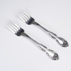 2pc Gorham Sterling Silver Melrose Pattern Salad Forks