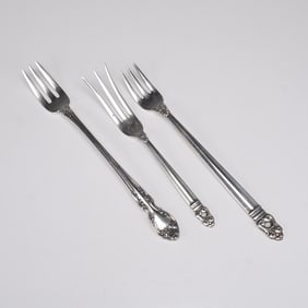 3pc Gorham Melrose & Int Royal Danish Sterling Silver Cocktail Forks
