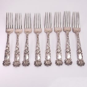 8pc Alvin Bridal Bouquet Sterling Silver Monogrammed Dinner Forks