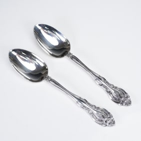 Pair of Gorham Sterling Silver Oval Soup Spoons, La Scala