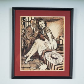 Wayn Hall Original 1942 Pen & Ink Ill.- Strange Men Are Dangerous, Signed