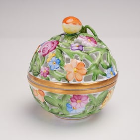 Herend Hand-Painted Fantasy Openwork Bonbon Box