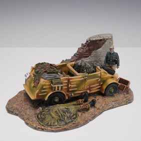 King & Country Battle Wrelics Diorama, German Kubelwagen Scene