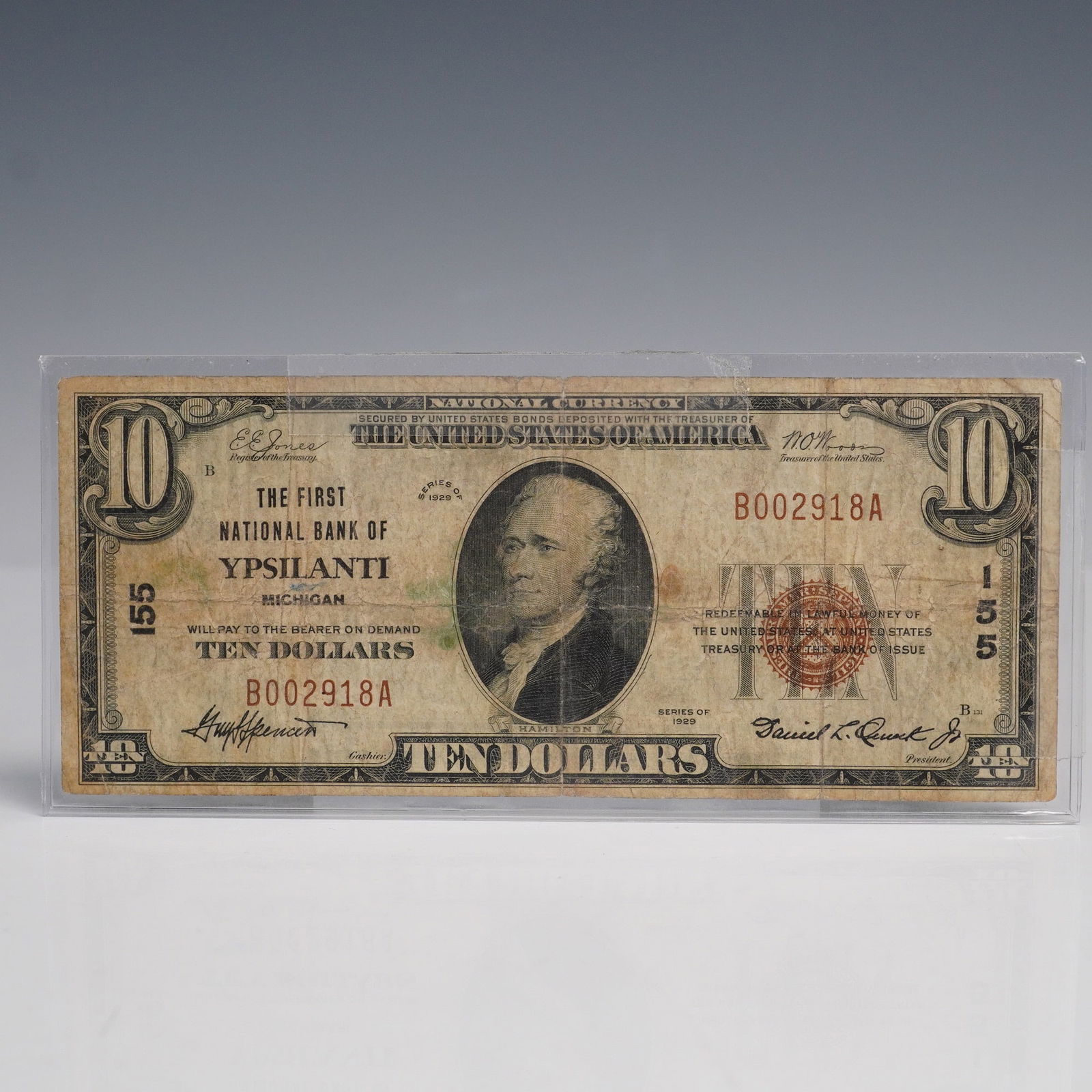 1929 $10 First National Bank of Ypsilanti, Michigan Banknote (1 of 4)