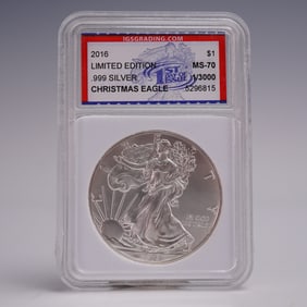 2016 American Silver Eagle One Dollar Coin IGS Graded MS 70