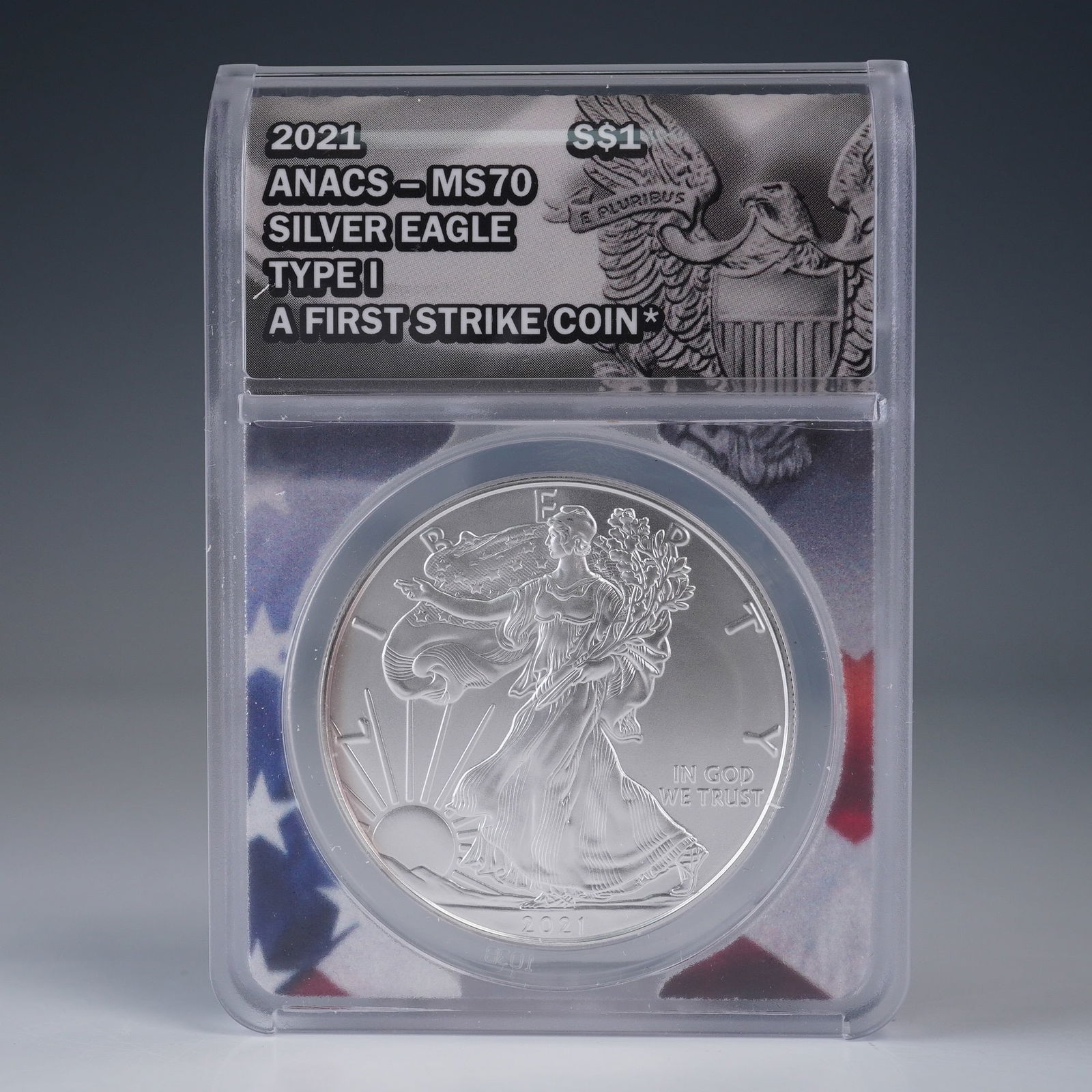 2021 Silver Eagle Dollar Coin, ANACS MS70 Type I First Strike (1 of 4)