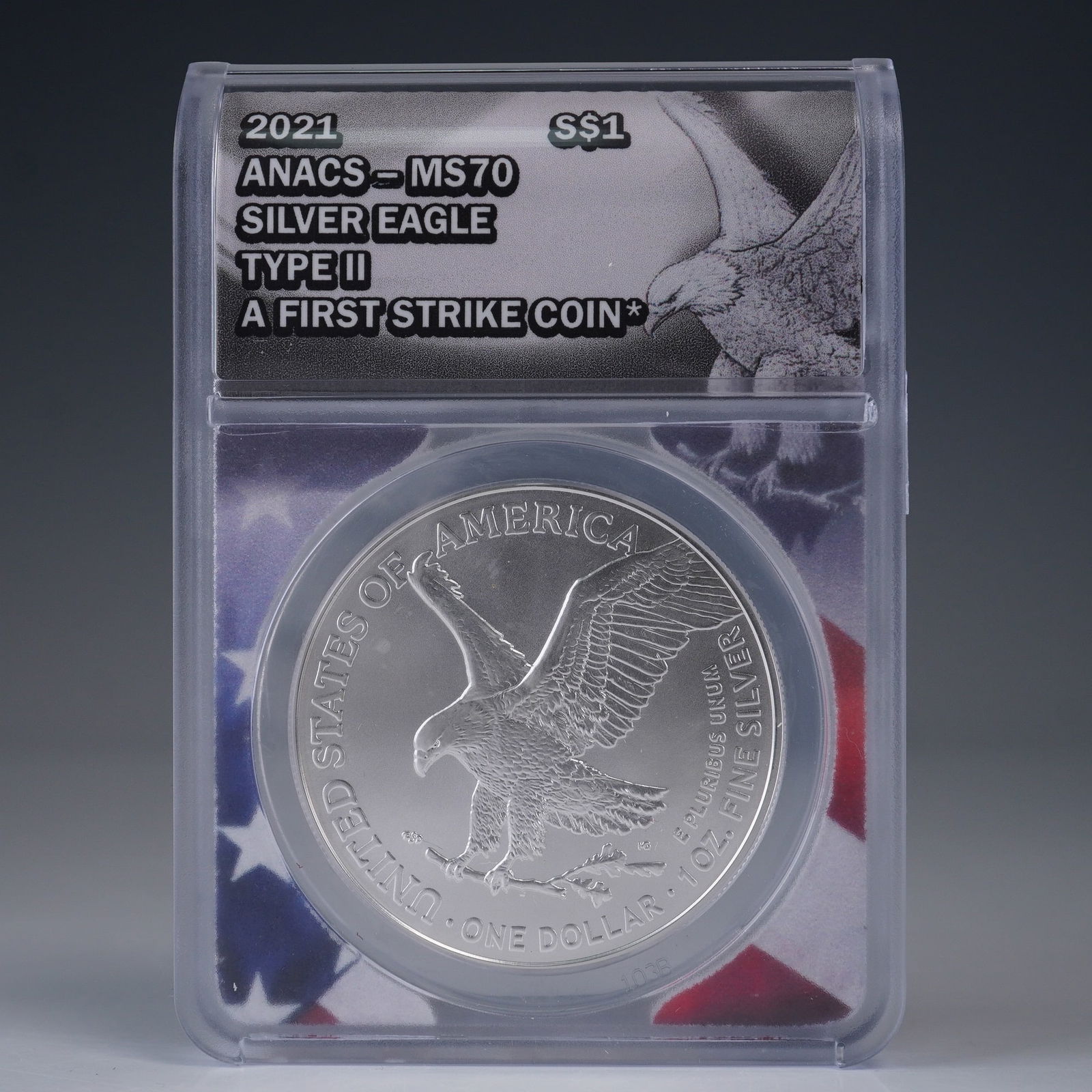 2021-W US 1oz Silver Eagle ANACS MS70 (T-2) First Strike Burnished (1 of 4)