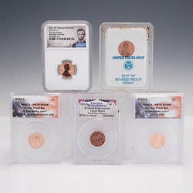 5pc 2010, 2019, 2021, and 2022 Graded Lincoln Union Shield Cents