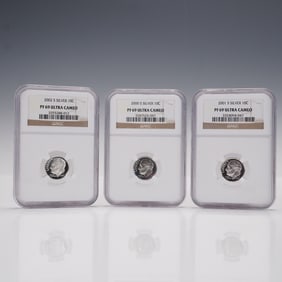 3pc 2000-S, 2001-S, and 2002-S NGC PF 69 Ultra Cameo 10c Roosevelt Dimes