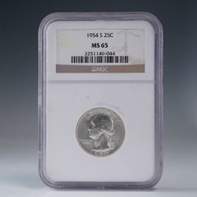 1954-S George Washington Quarter NGC Graded MS 65