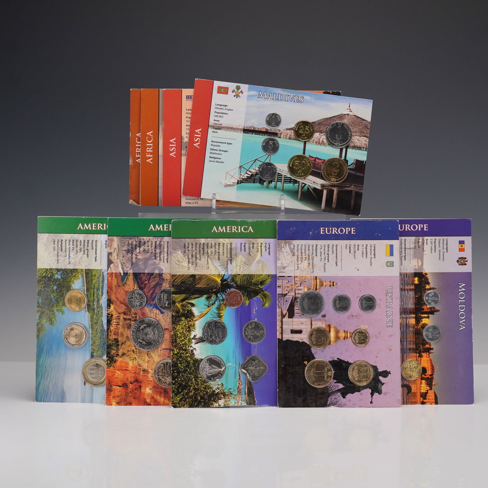 9pc Collection of World Coin Educational Sets (1 of 9)