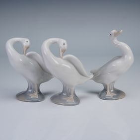 3pc Lladro Porcelain Figurines, Geese Group
