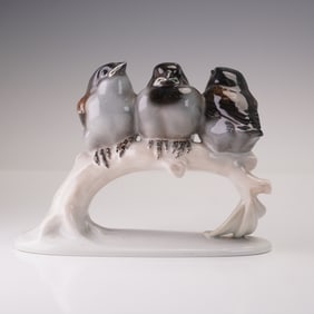 Rosenthal Porcelain Figurine, Sparrows on Branch